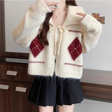 Fongt Atmosphere Feels Small Korean Linge Collar With Sweater Women Winter Lazy Wind Loose Soft Knitted Open Shirt