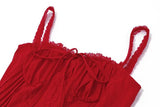 Red Corset Strap Frill Mini Dress-Outfit