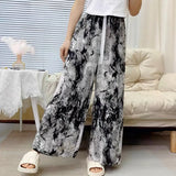 Fongt High-End Cotton Pyjamas Ladies Summer Thin Artificial Silk Home Leisure Long Trousers Straight Can Be Worn Outside