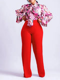 Fongt Women's Clothing 2025 Autumn And Winter Loose Large-Size Casual Print Long-Sleeved Shirt Broad Leg Pants Two-Set