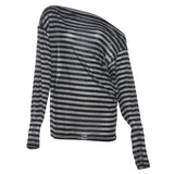 Autumn 2024 New Women's Commuting Unique Cut-Up With Slanted Shoulder Striped Long-Sleeved