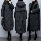 Fongt Winter Dress New Large-Size Korean Version Of Loose Long Over-Cheek Black Down Cotton Coat Women Thicken