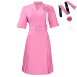 Fongt Women's New Fashion Temperament V-Neck Solid Color Large-Size Pressure Folded High-Waisted African Dress