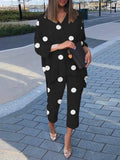 Piece Sets ZANZEA Fashion Polka Dot Printed Pant Sets Women Summer Matching Sets Casual Urban Tracksuits Trouser Suits