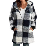 Fongt Women's Coat New Wish Long-Sleeved Lattice Hooded Zip-On With Pocket Loose Coat