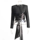 Spring 2025 New Fashion Sexy Round Tie With Short Top + High-Waisted Three-Dimensional Flowers Open Forked And Hip