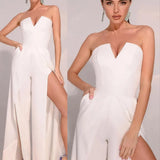 Fongt Summer New Women's Fashion Sexy Small V-Neck Bras Slacks Open Fork And Body