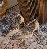Fongt High Heels Women's Fine Heel 2025 New Cut Men's Dress Willow Pointed One-Word With Buckle Head Sandals