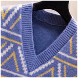Jacquard Sweater Vests Tops Women Casual Print Knitted Sleeveless Pullover Korean Fall Winter 2023 Knitwear