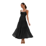 Fongt For Women's Clothing New 2026 Splicing Slings Long-Carbed Strap Large Swing Dress With Rib