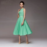 Dress Sleeveless O-neck Vestidos Women Elegant Thin Dot Printing Mid-Calf Casual Dress Female 2023 Summer New-Outfit
