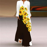 V-neck Long Sleeve Ankle-Length Vintage