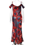 See Through Maxi Dresses for Women 2023 Graphic Printed Women's Loose Dress for Beach Holiday Long Summer Mesh