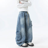 Fongt Broad-Legged Jeans Men's Spring And Autumn Tide Brand Loose Water Wash Bag Cutter Trousers