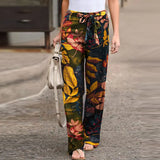 Simple Comfortable Elastic Waist Linen Trousers