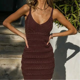 Fongt Summer New Niche Knitted Sling Skirt Sexy Temperament Bag Hip Dress Dress Dress Woman