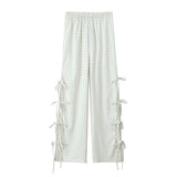 New Multi-Color Lace Bow Ornaments Loose Casual Trousers-Outfit