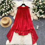Fongt Luxury Famous Woman Hanging Neck Ribbon Woman 2025 Summer Atmosphere Feeling Thin Irregular Chiffon Shirt
