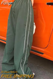 Cargo Pants For Women Elastic Waist Joggers Stripe Loose Drawstring Sweatpants Casual Streetwear Female Wide Leg Baggy