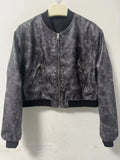 Fongt Temperament Casual Spring New Retro Collar Locomotive PU Imitation Leather Bomber Jacket Jacket