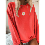 Autumn Daisy Printed Pullovers Sweatshirts Women O Neck Long Sleeve Streetwear Loose Oversize Sweatshirt Sweatshirt