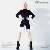Fongt Autumn And Winter Retro Romantic Sleeves Casually Stum Irregular Splicing Splicing Color Knitted Dress QD1027