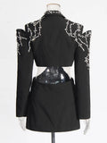 Fongt Catwalk Jacket In The Autumn Of 2025 New Fashion High-End Studded Coat With Bare Back And Bare Waist Suit Woman