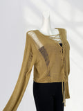 Fongt And After Two Wear Sand Dune Waste Wind Top Hole Long Sleeve T-Shirt Hollow See-Through Blouse Rope Tie Tie Girl-Outfit