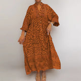 Fongt 2025 New Women's Elegant Temperament Fashion Women's Clothing Print Loose Dress