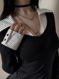 Fongt Storm Point Print Collar Long-Sleeved T-Shirt Girl 2025 Fall Ins Repair New Model
