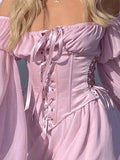 Long Sleeve Corset Mini Dress-Outfit