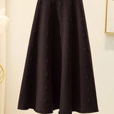 Fongt And Winter 2023 With Sweater High-Waist Jacquard Long Knitted Half-Length Umbrella Skirt Temperament Wool Long Skirt-Outfit