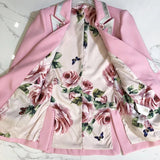 QUALITY Newest Fashion 2023 Fashion Style Jacket Women's Sweet Single Button Floral Liner Rose Pink Blazer Outer