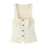 Fongt Decoration Collar Low-Breast Vest Vest 2025 Summer Temperament Flipped To Repair Short Coat Woman