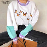 Clothes Hoodies Sweatshirt Young Girls Cute Butterfly Loose Autunm Tops Women Long Sleeve Warm Fleece Pullover White