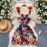 Fongt French Design Three-Dimensional Flower Net Embroidery To Recupers With A Sling A-Word Dress Skirt