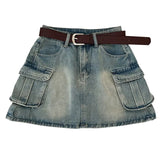 Fongt Hottie Fashion High-Rise Thin Double Pocket Workboy Dress Anti-Light Short Skirt A Skirt