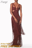 2023 New Summer Women'S Sleeveless V-Neck Tight Long Bandage Dress High Quality Elegant Sexy Cut-Out Club Evening