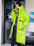 Winter Down Coat Women 2024 Long Parka Warm Winter Snow Jacket Casual Thick Hooded Black Puffer Jacket Bright