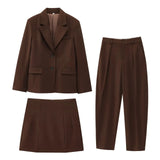 Fongt Women's INS Burst Series Short Skirt Pendited Suit Jacket + Trousers + Short Skirt Cover