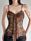 Fongt Cloth Forget Retro National Style Print Folded Bracing Strap Net Yarn Hottie Sexy Sling Suit
