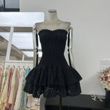 Summer Trend Light Luxury Classic Embroidery To Hit The Elastic Waist To Show Thin Dress Cake