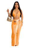 Fongt New Women's Casual Sexy Tassel Strapless Beach Dress Suit-Outfit