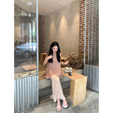 Fongt Summer Cool Temperament Wearing Loose Back Open Fork Top Female Feeling Slim Half Skirt Two Sets
