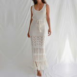 Fongt New Hollow With Lyso Swimsuit Jacket Beach Long Dress Women Bikini Shirt
