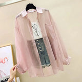 Fongt Women's Cardigan Thin Coat 2024 Summer Large-Size New Chiffon Shirt Korean Temperament