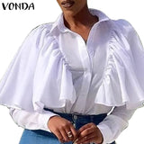 Shirts Long Sleeve Turn-down Collar Blouse 2022 VONDA Female Casual Blouse OL Shirts Blusas Tops Oversized Robe
