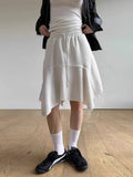 Simple White Skirt for Women Spring Irregular Mid-length Tassel Skirts Y2k E-Girl High Waist A-line Faldas Mujer-Outfit