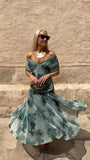 Fongt Mesh-Printing Dress In Spring/Summer 2025 INS Holiday Casual Party Dress