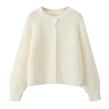 Fongt 2025 New Women's Solid-Color Casual Fashion Coarse Knit Long-Sleeved Sweater Cardigan Jacket